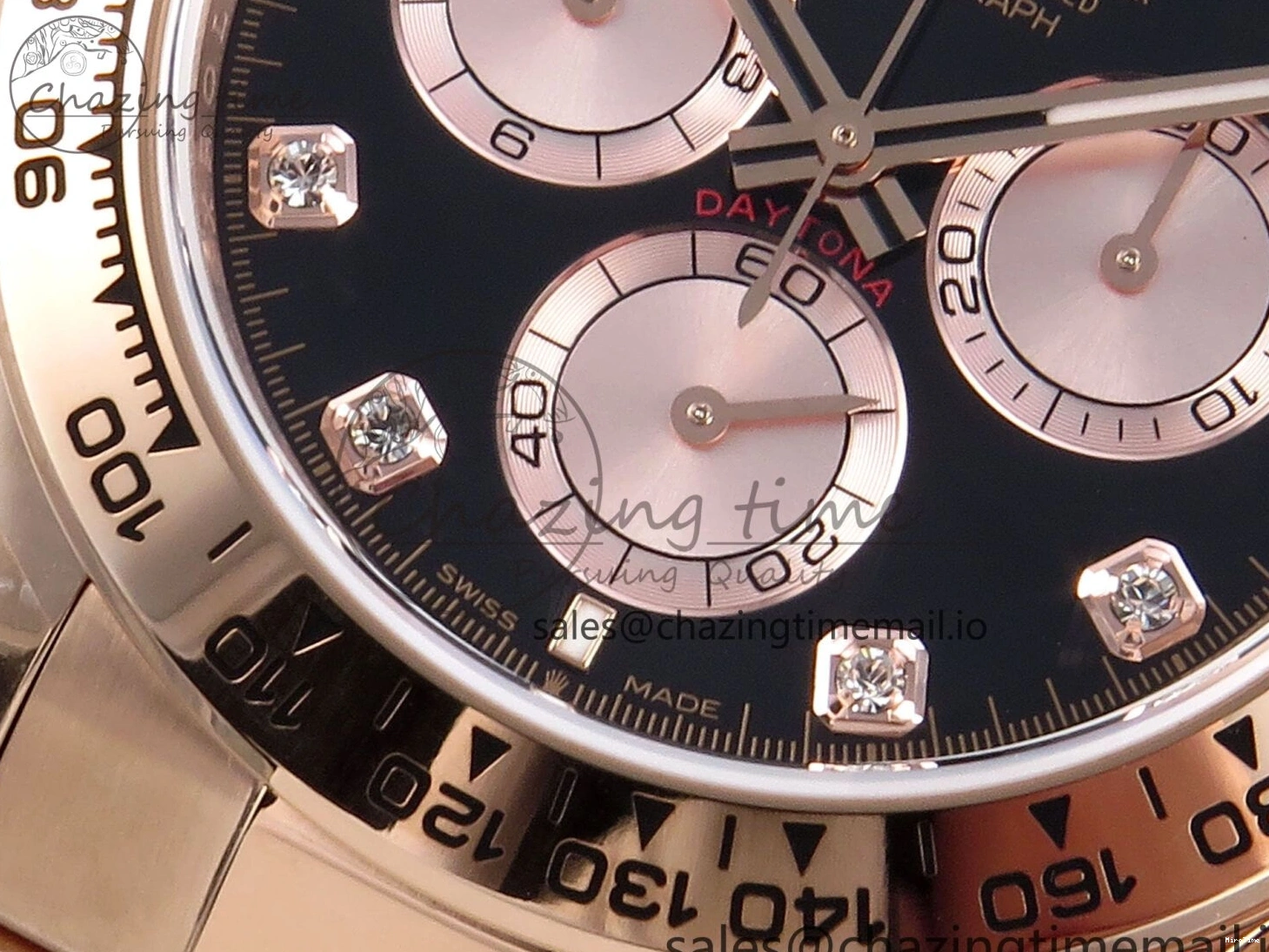 MiroTime 0215 EyeCatching Daytona 126505 QF 1:1 Best Edition Black RG Diamonds Dial on RG Braclet SH4131 V 715